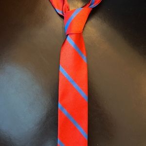 J. Crew Silk Handmade Tie in Red w/ Blue Stripes